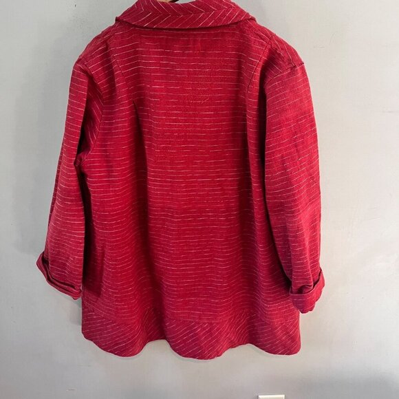 Yasuko Kurisaka Womens‎ Red Lagenlook Striped Button-Up Jacket- L - Picture 5 of 9